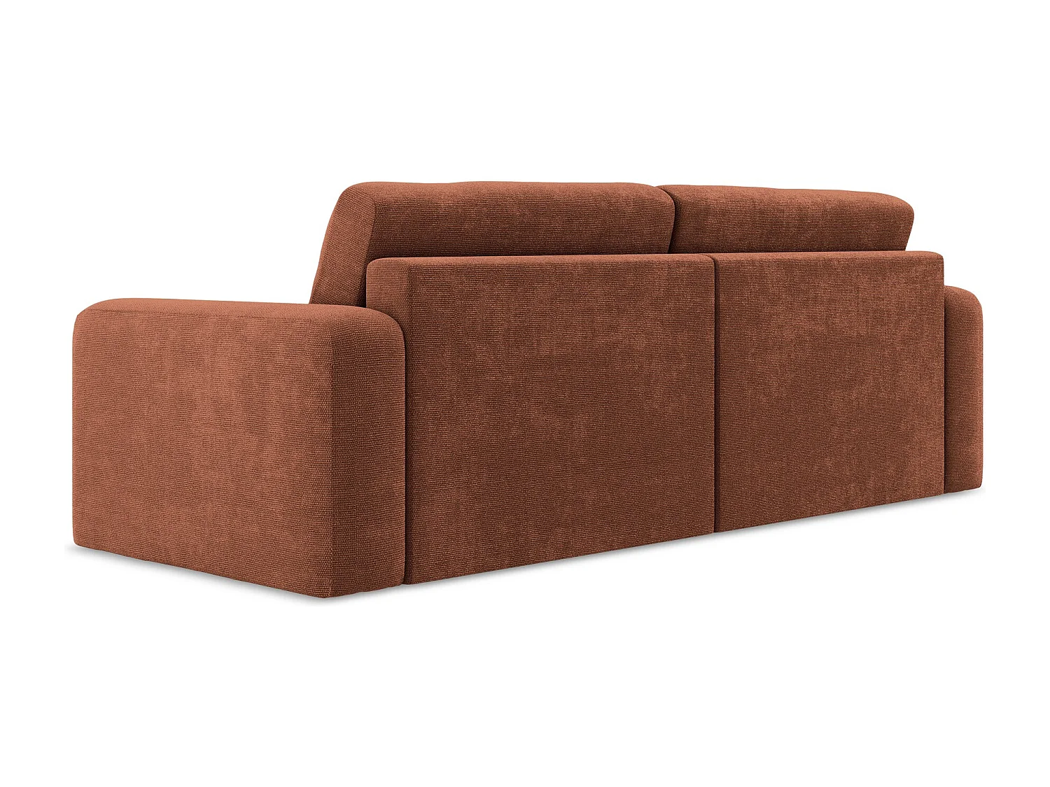 Driezits-slaapbank van terracotta chenille stof - KONA