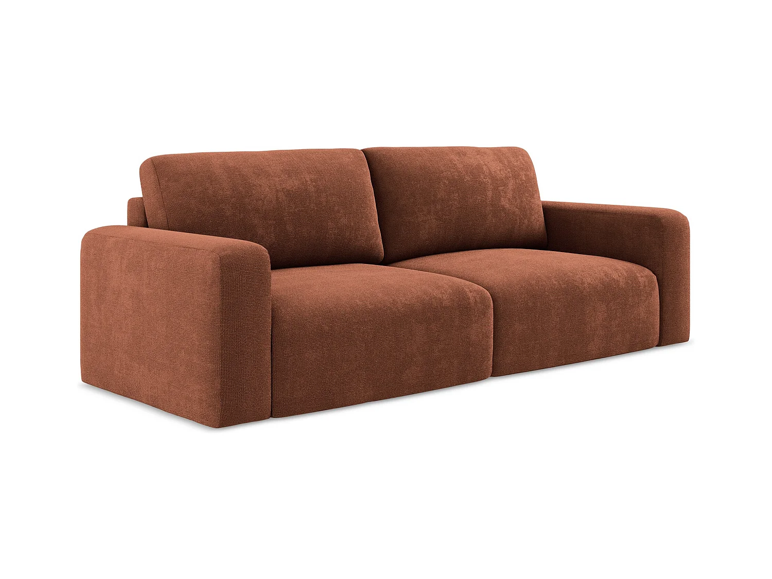 3-Sitzer Sofa mit Schlaffunktion - - Chenille - Terrakotta - KONA