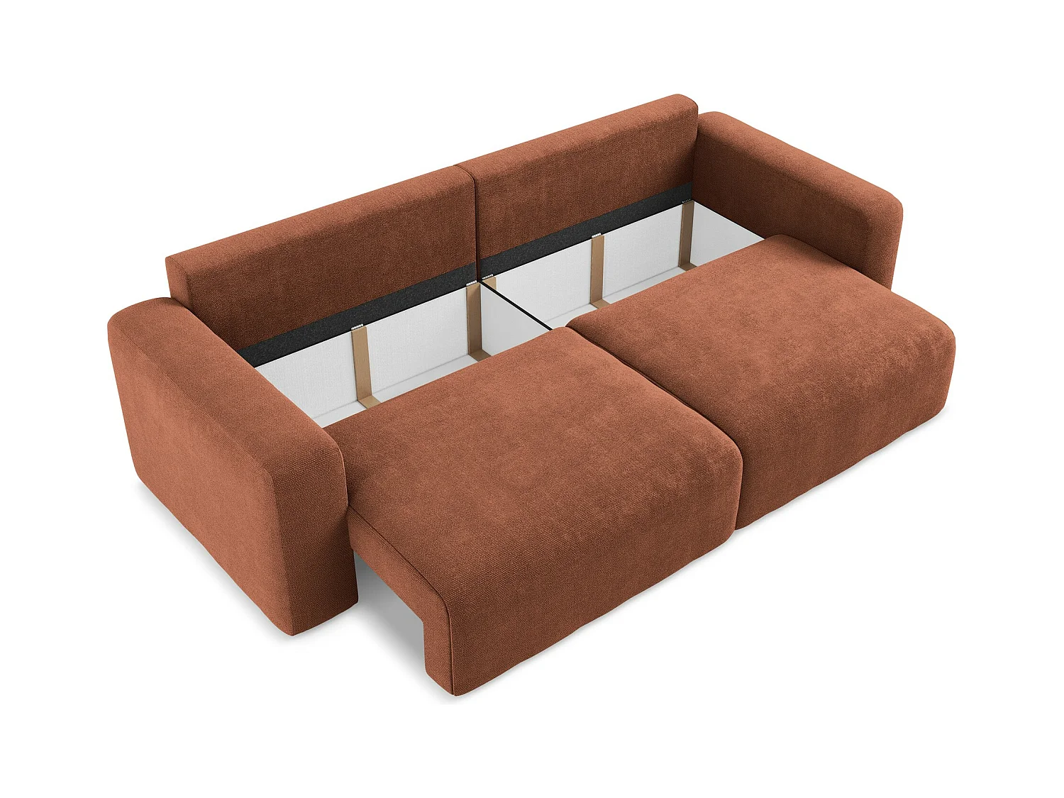 Canapé 3 places convertible en Chenille - terre cuite - KONA