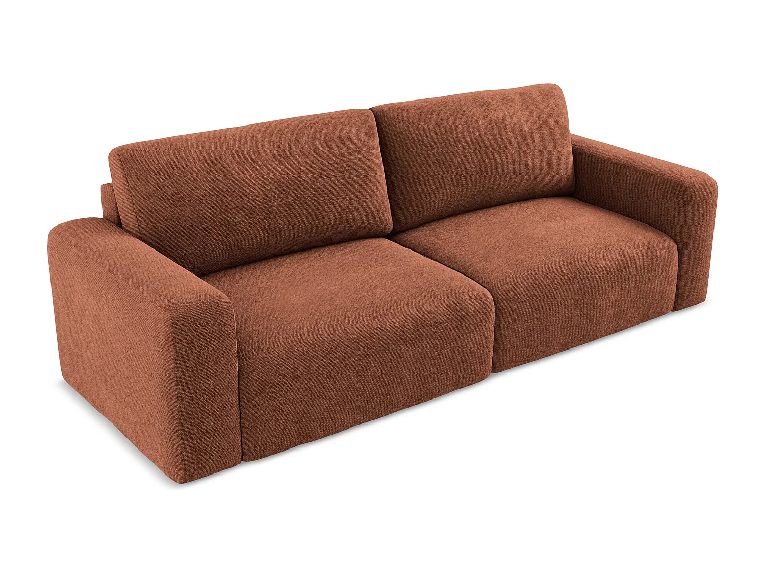 3-Sitzer Sofa mit Schlaffunktion - - Chenille - Terrakotta - KONA