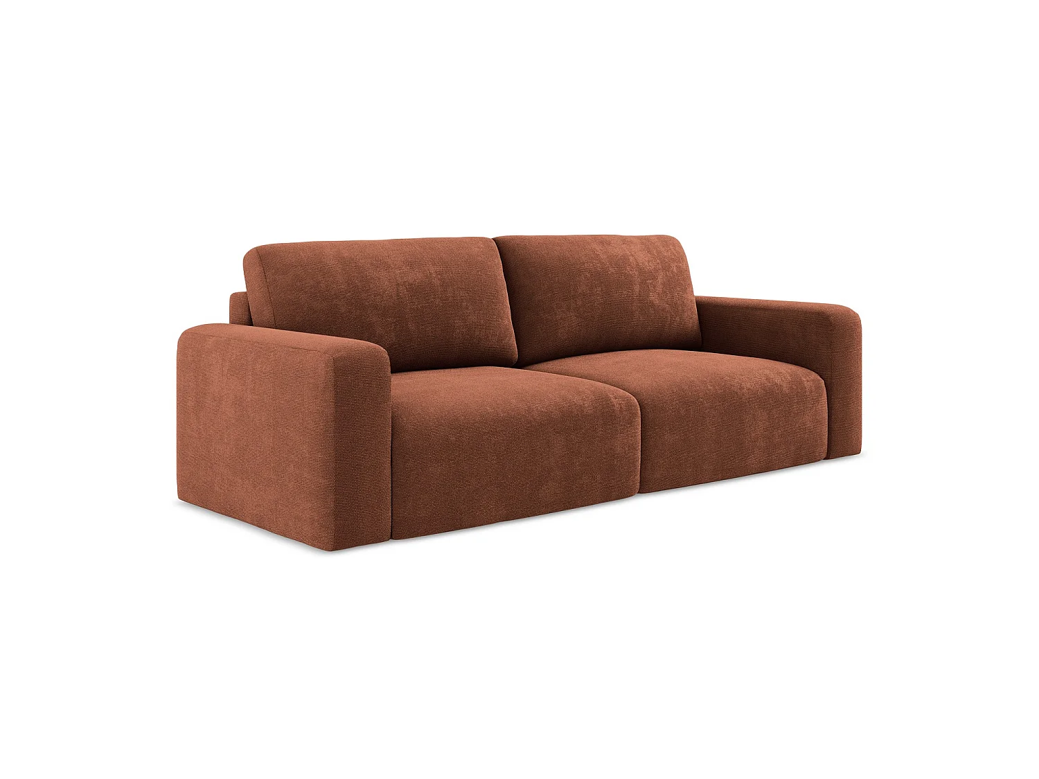 Canapé 3 places convertible en tissu chenille - terre cuite - OSTIA