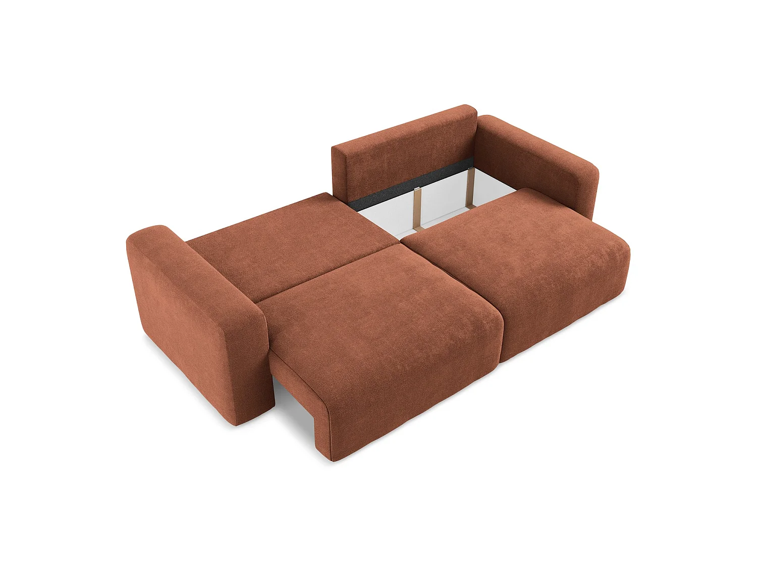 Canapé 3 places convertible en tissu chenille - terre cuite - OSTIA