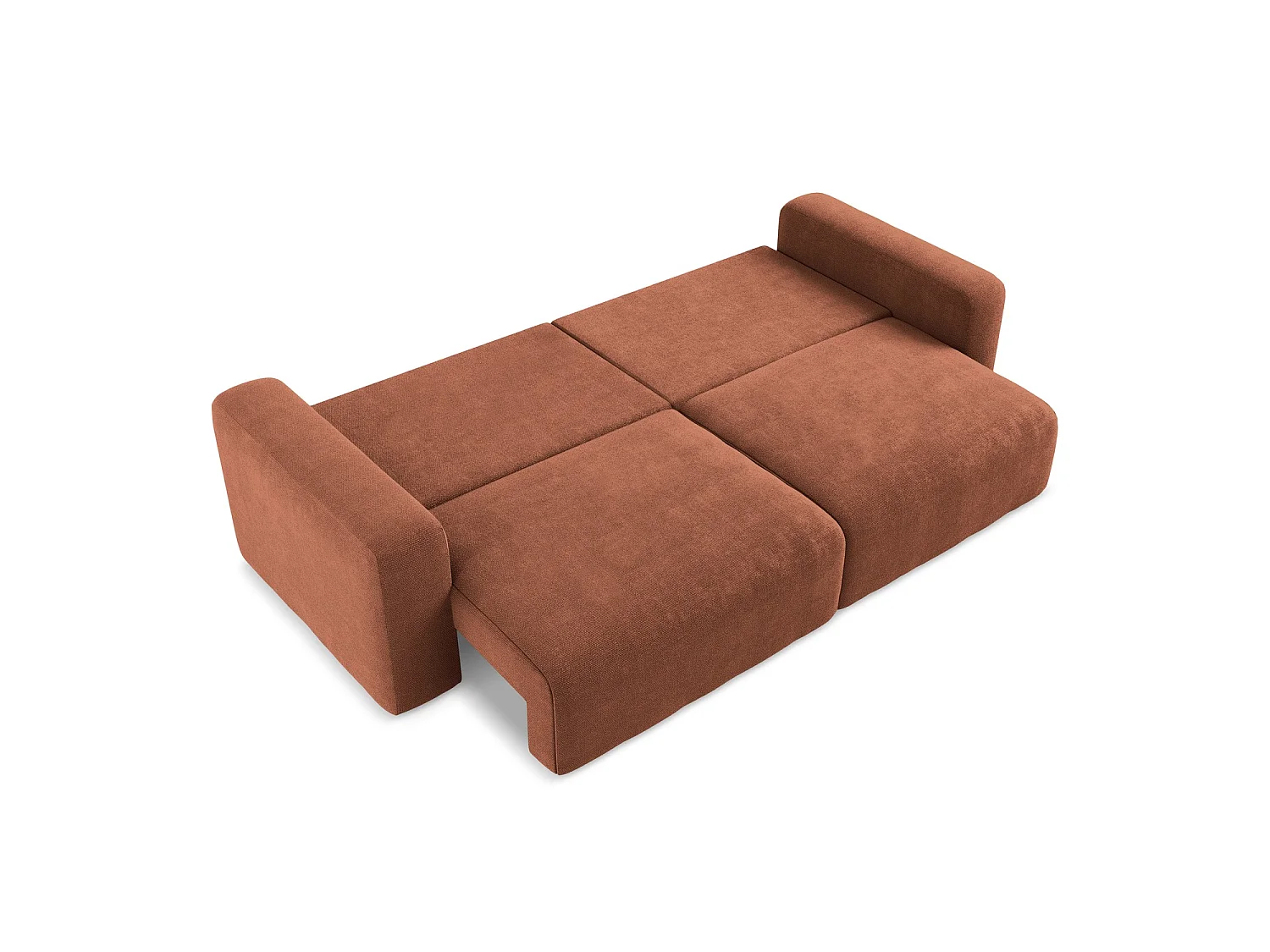 Canapé 3 places convertible en tissu chenille - terre cuite - OSTIA