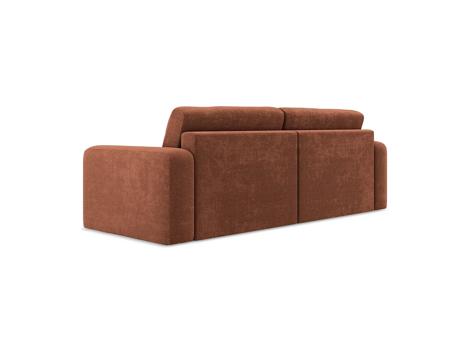 Canapé 3 places convertible en tissu chenille - terre cuite - OSTIA