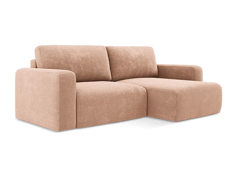 Ecksofa mit Schlaffunktion - Ecke Rechts - Chenille - Pfirsich - KONA