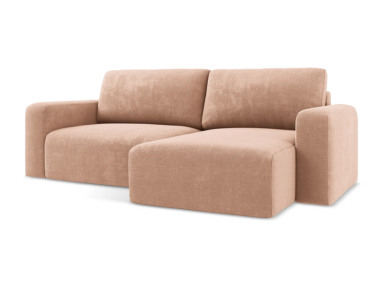 Ecksofa mit Schlaffunktion - Ecke Rechts - Chenille - Pfirsich - KONA