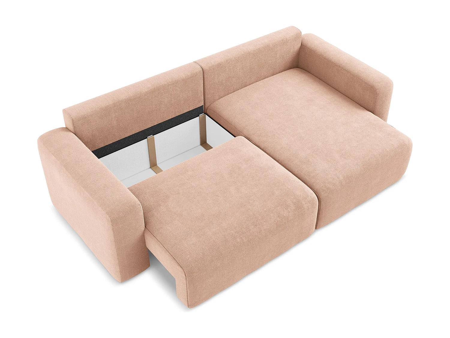 Ecksofa mit Schlaffunktion - Ecke Rechts - Chenille - Pfirsich - KONA