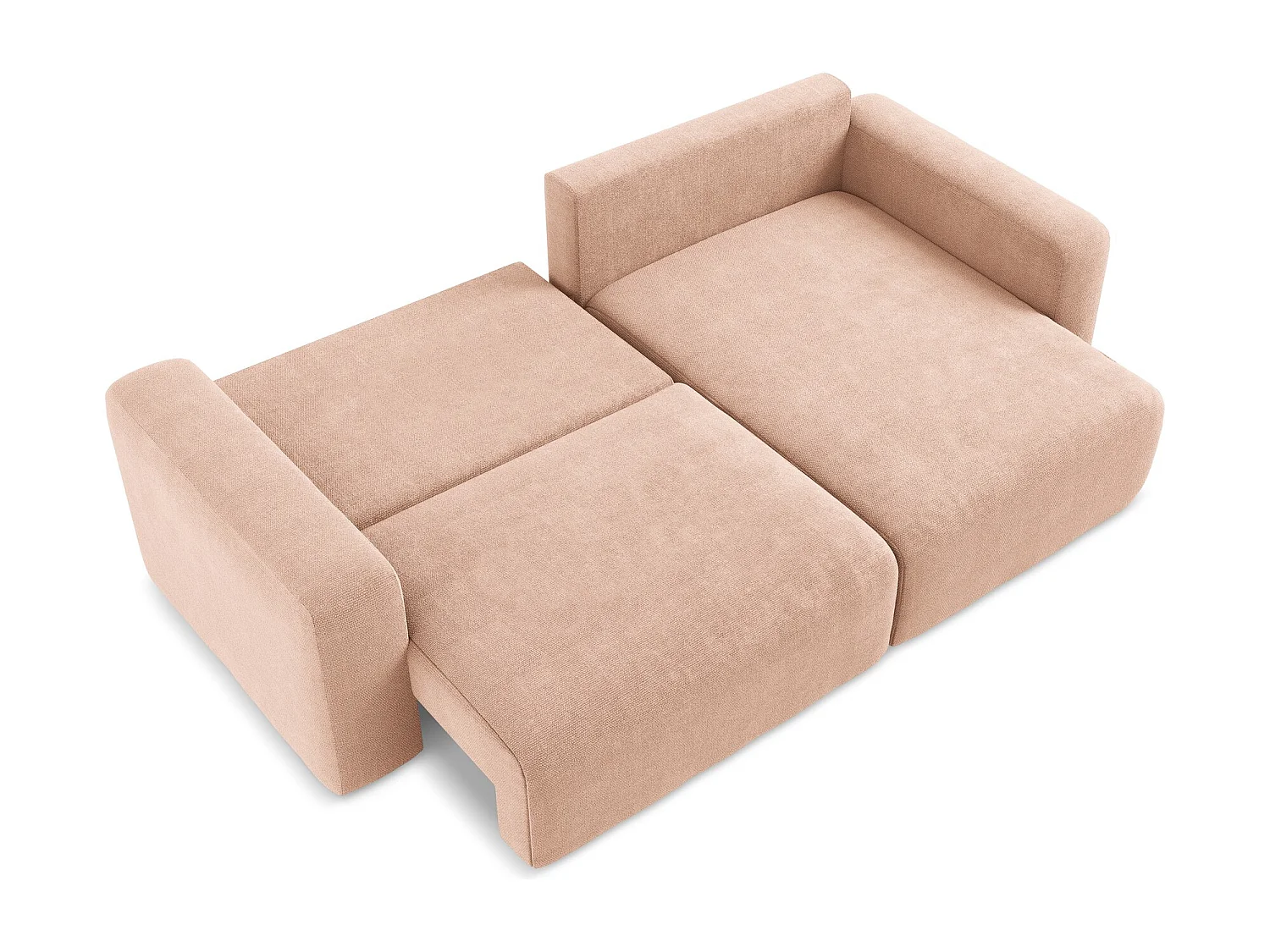 Ecksofa mit Schlaffunktion - Ecke Rechts - Chenille - Pfirsich - KONA