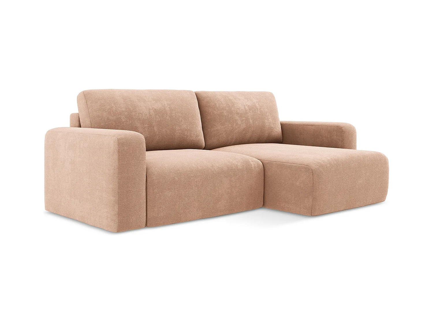 Ecksofa mit Schlaffunktion - Ecke Rechts - Chenille - Pfirsich - KONA