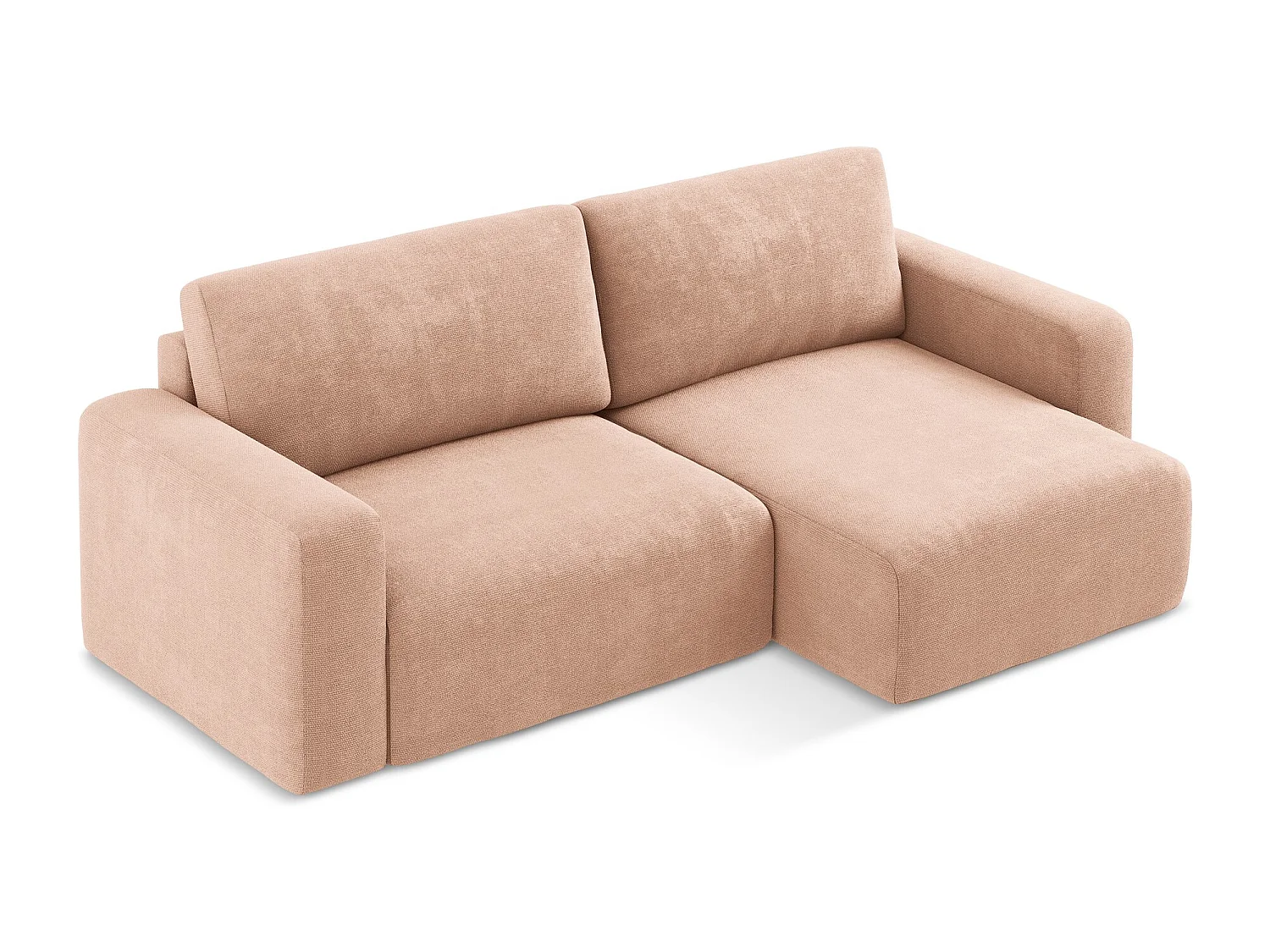 Canapé d’angle 3 places droit convertible en Chenille - pêche - KONA