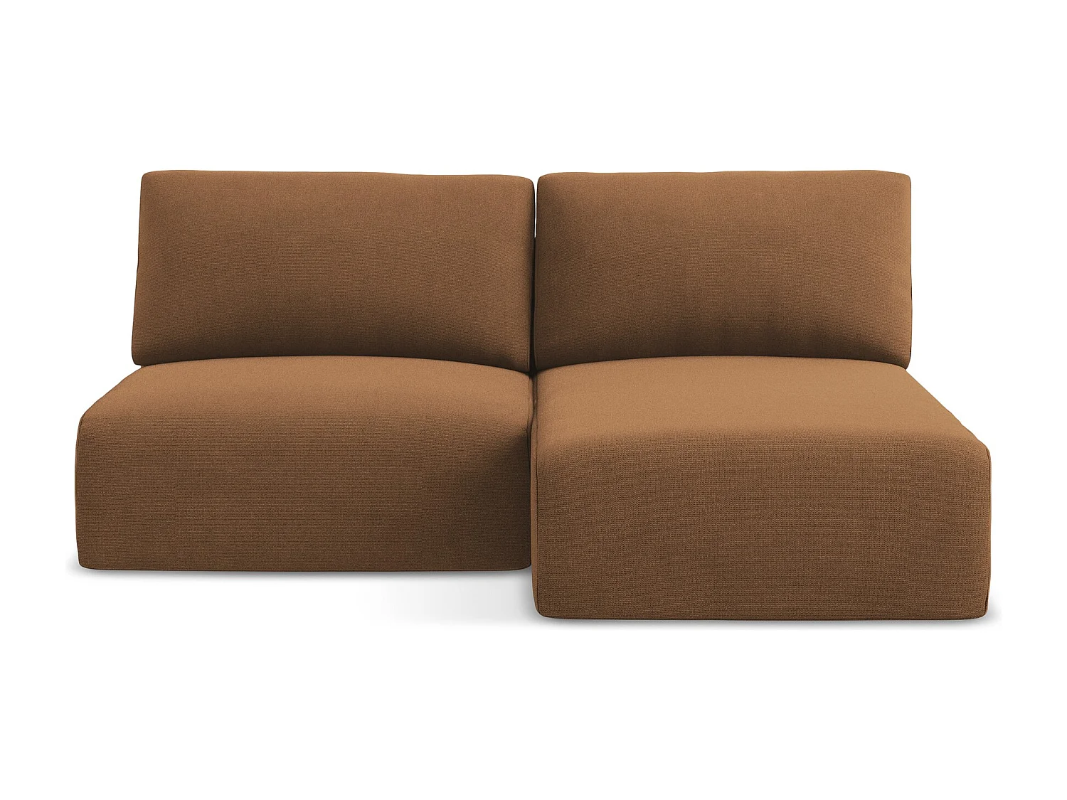 Ecksofa ohne Armlehne mit Schlaffunktion Rechts - Rechts - Strukturstoff - Terrakotta - KONA