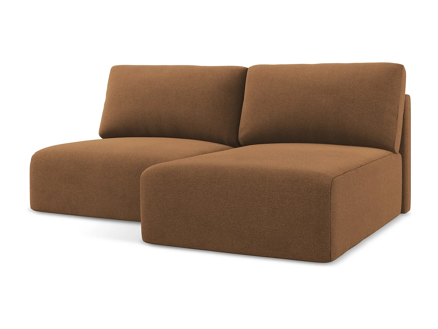 Ecksofa ohne Armlehne mit Schlaffunktion Rechts - Rechts - Strukturstoff - Terrakotta - KONA