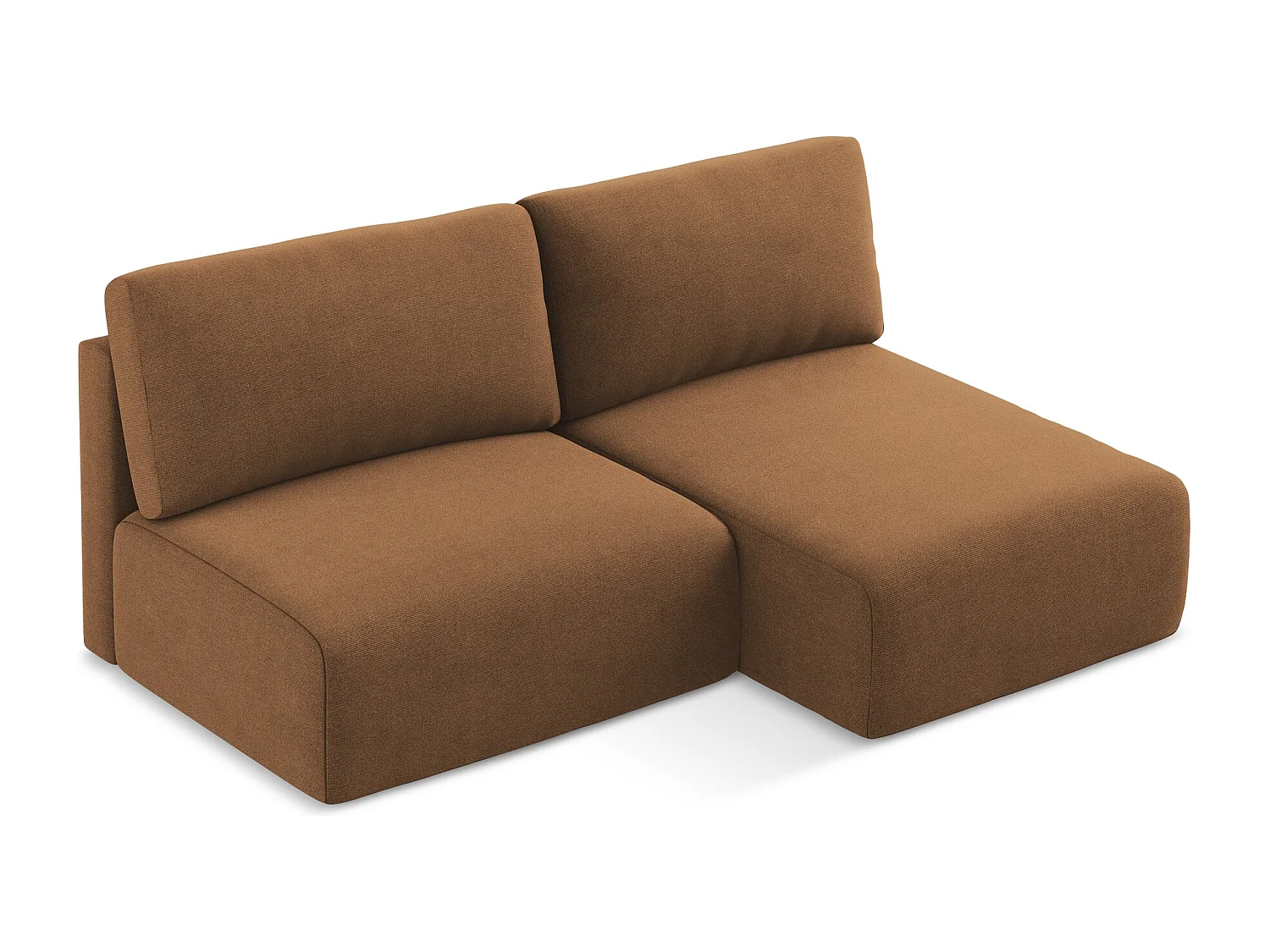 Ecksofa ohne Armlehne mit Schlaffunktion Rechts - Rechts - Strukturstoff - Terrakotta - KONA