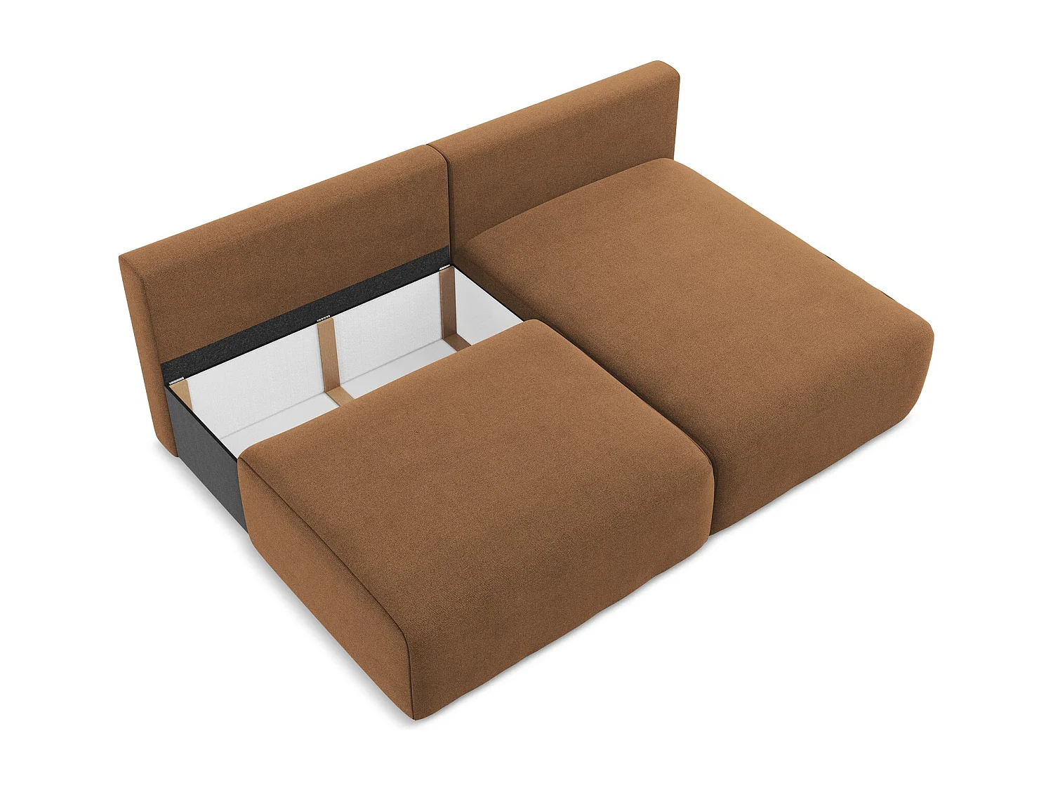 Ecksofa ohne Armlehne mit Schlaffunktion Rechts - Rechts - Strukturstoff - Terrakotta - KONA