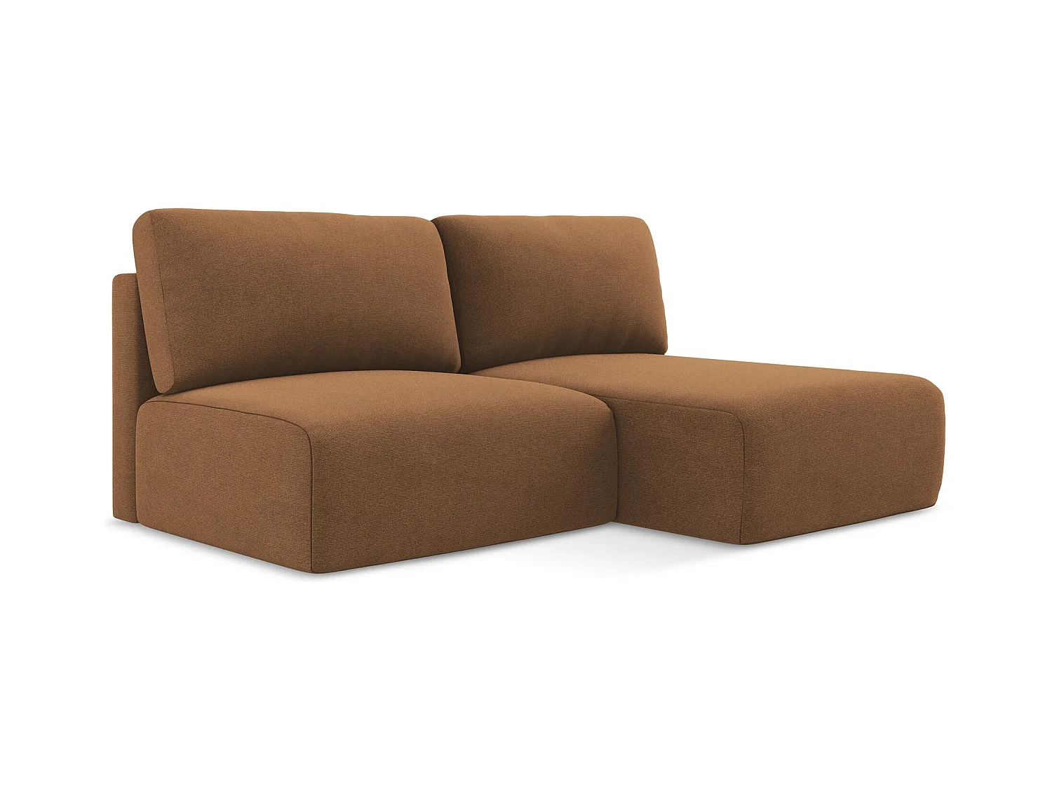 Ecksofa ohne Armlehne mit Schlaffunktion Rechts - Rechts - Strukturstoff - Terrakotta - KONA