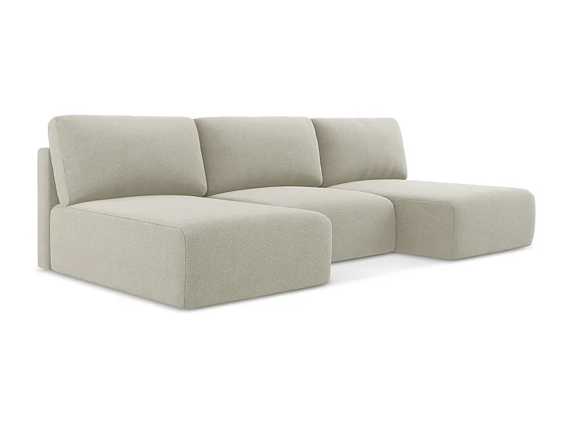 Otwarta Sofa panoramiczna z funkcją spania - z tkaniny strukturalnej - jasny beż - KONA