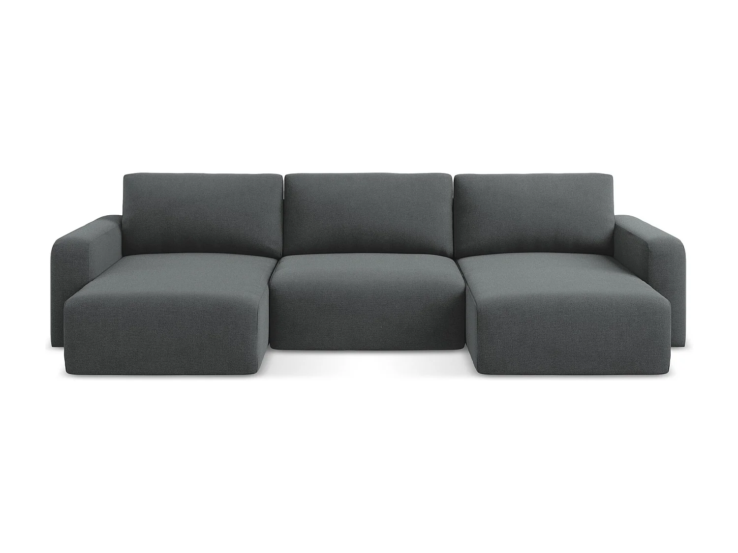 Panoramische bank met bedfunctie van grijs textuurstof - KONA