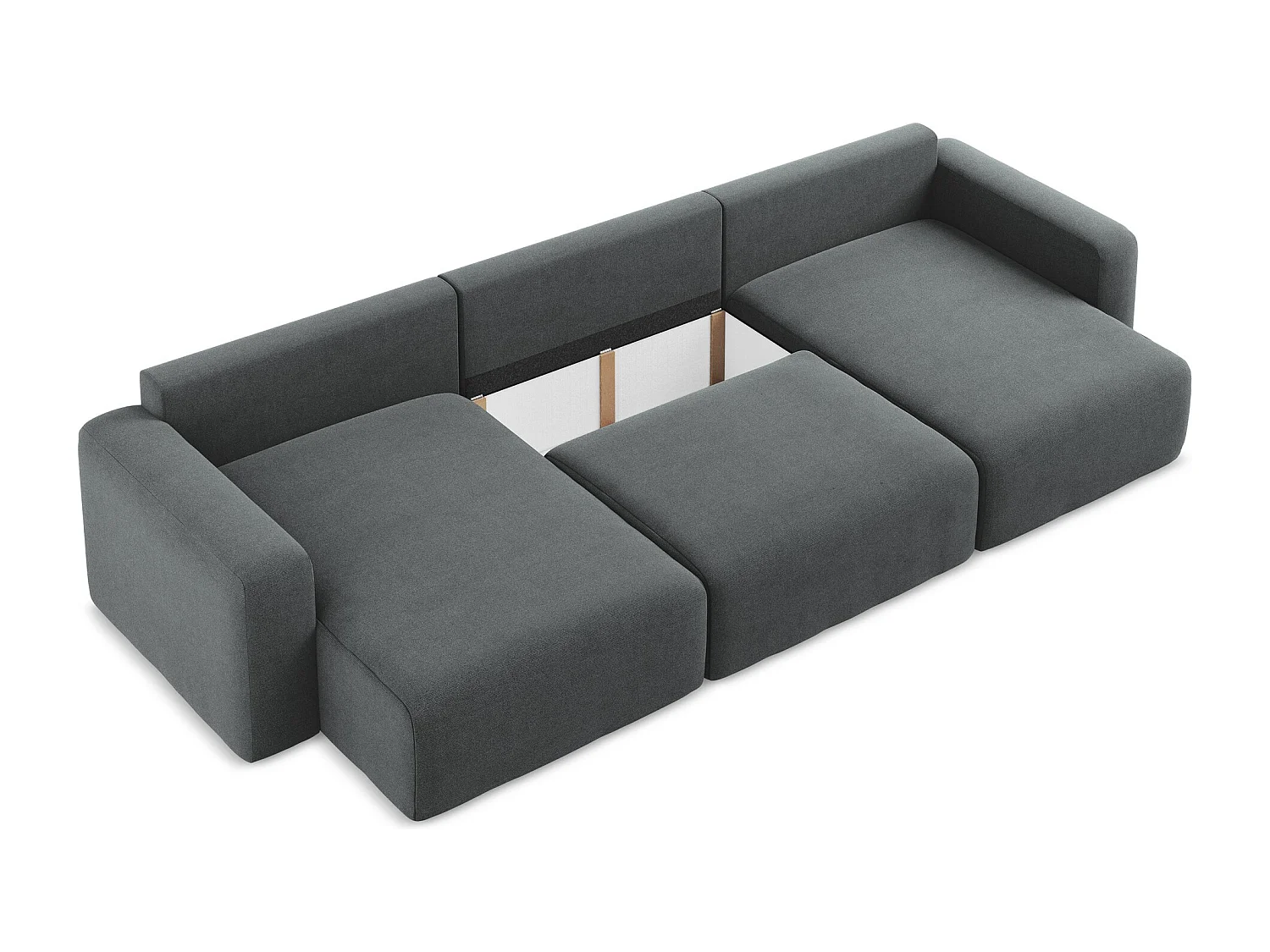 Canapé panoramique convertible en Strukturstoff - gris - KONA