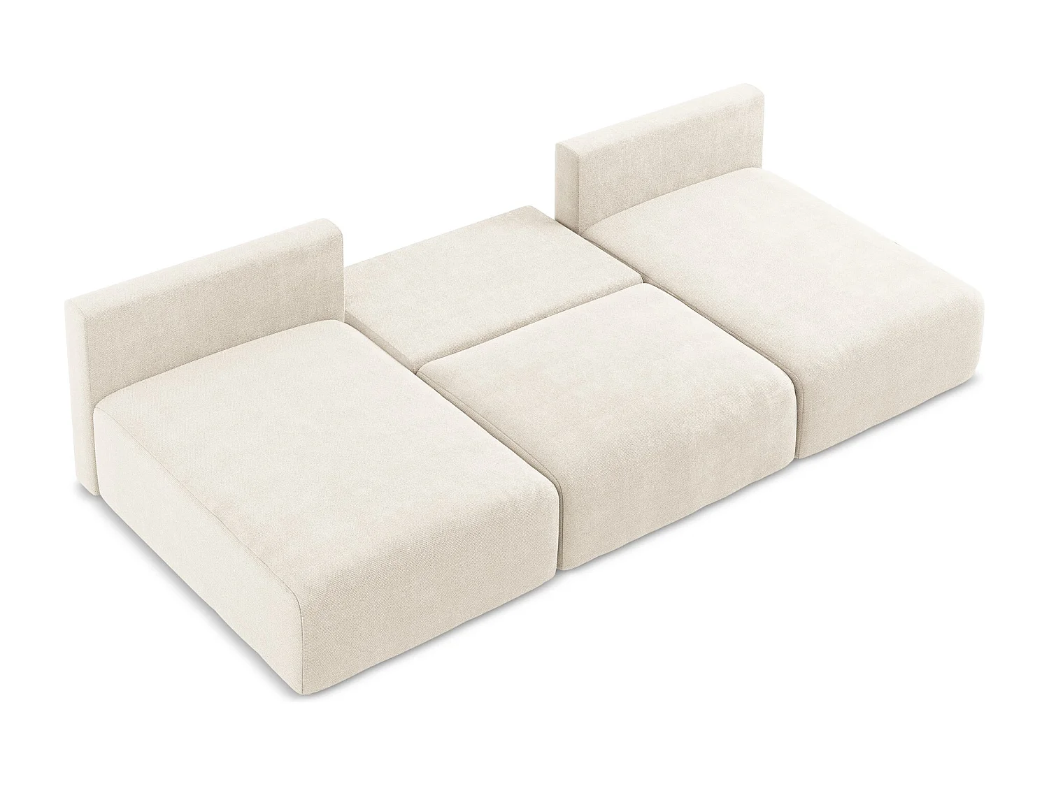 Otwarta Sofa panoramiczna z funkcją spania - z tkaniny szenilowej - jasny beż - KONA