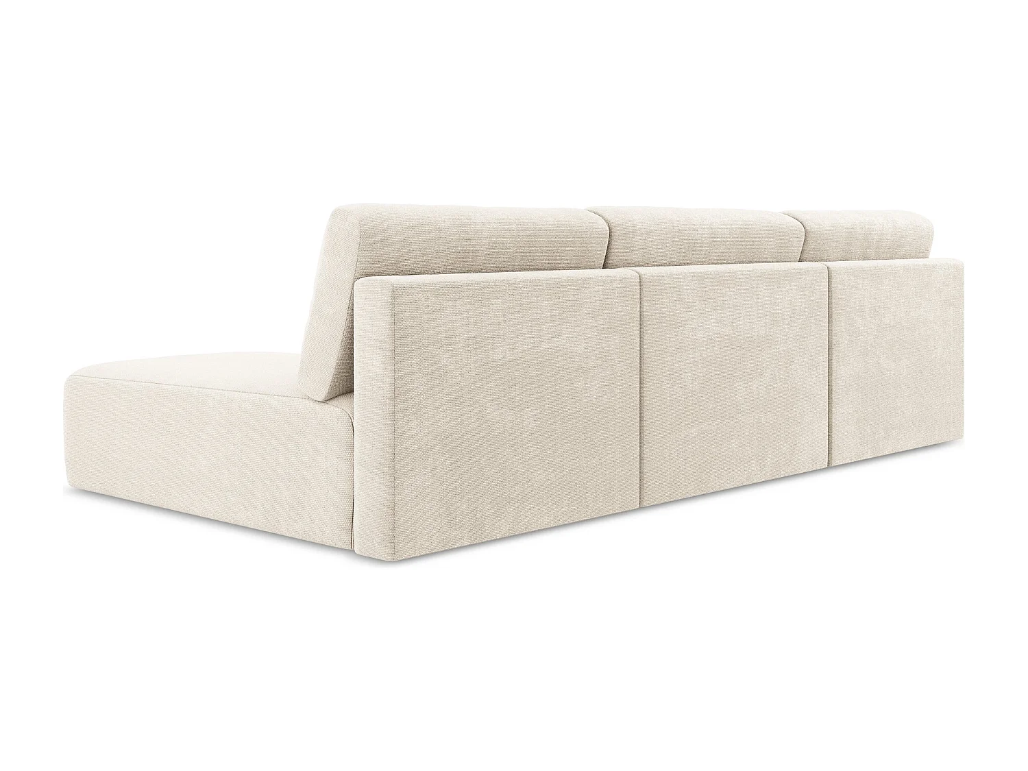 Otwarta Sofa panoramiczna z funkcją spania - z tkaniny szenilowej - jasny beż - KONA