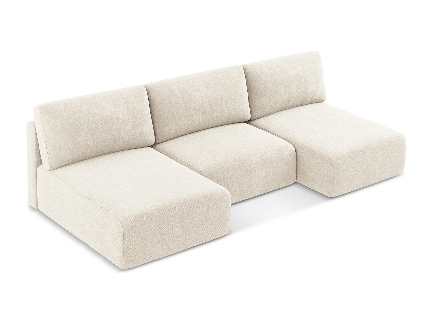 Canapé panoramique sans accoudoir convertible en Chenille - beige clair - KONA