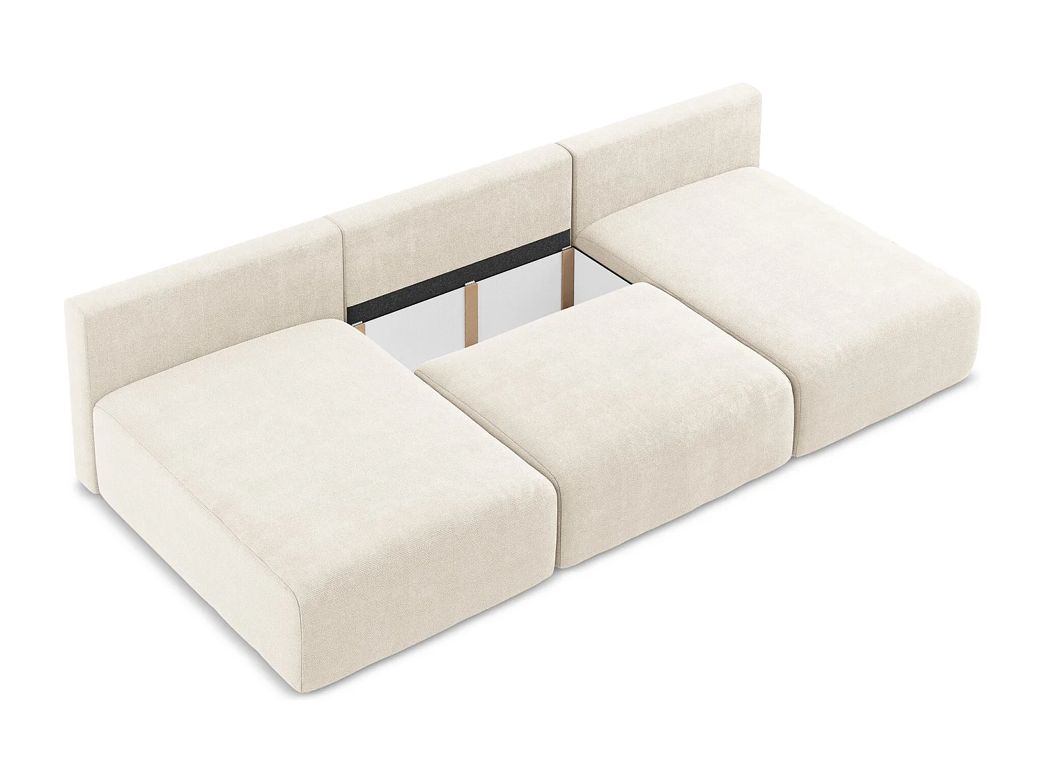 Canapé panoramique sans accoudoir convertible en Chenille - beige clair - KONA