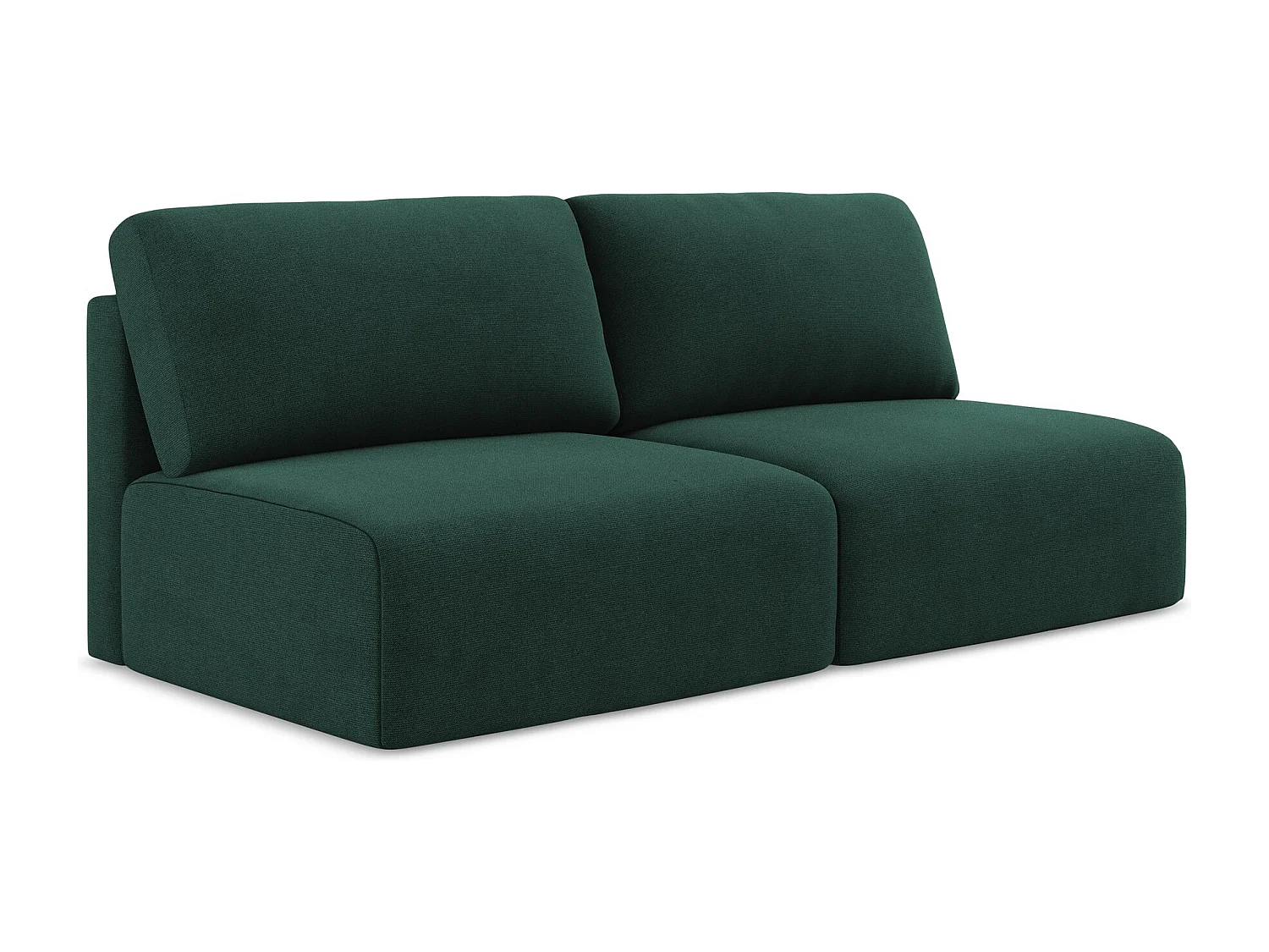 3-Sitzer Sofa ohne Armlehne mit Schlaffunktion - / - Strukturstoff - Flaschengrün - KONA