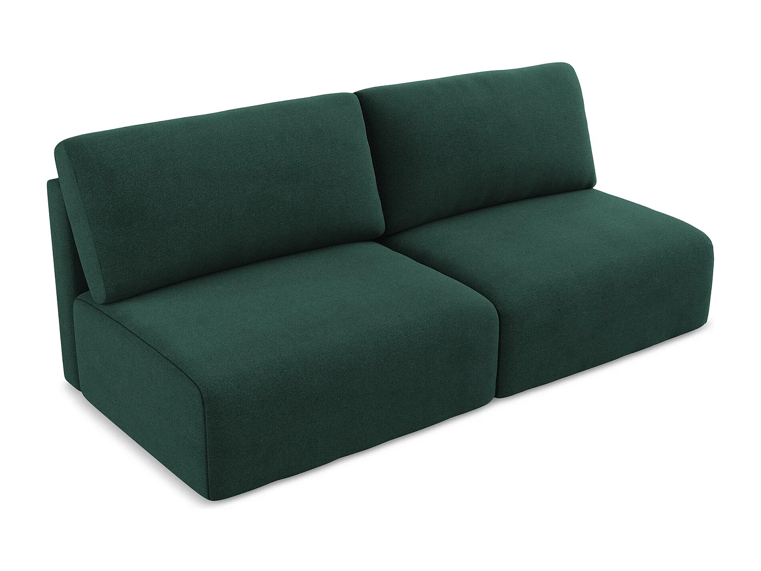 3-Sitzer Sofa ohne Armlehne mit Schlaffunktion - / - Strukturstoff - Flaschengrün - KONA