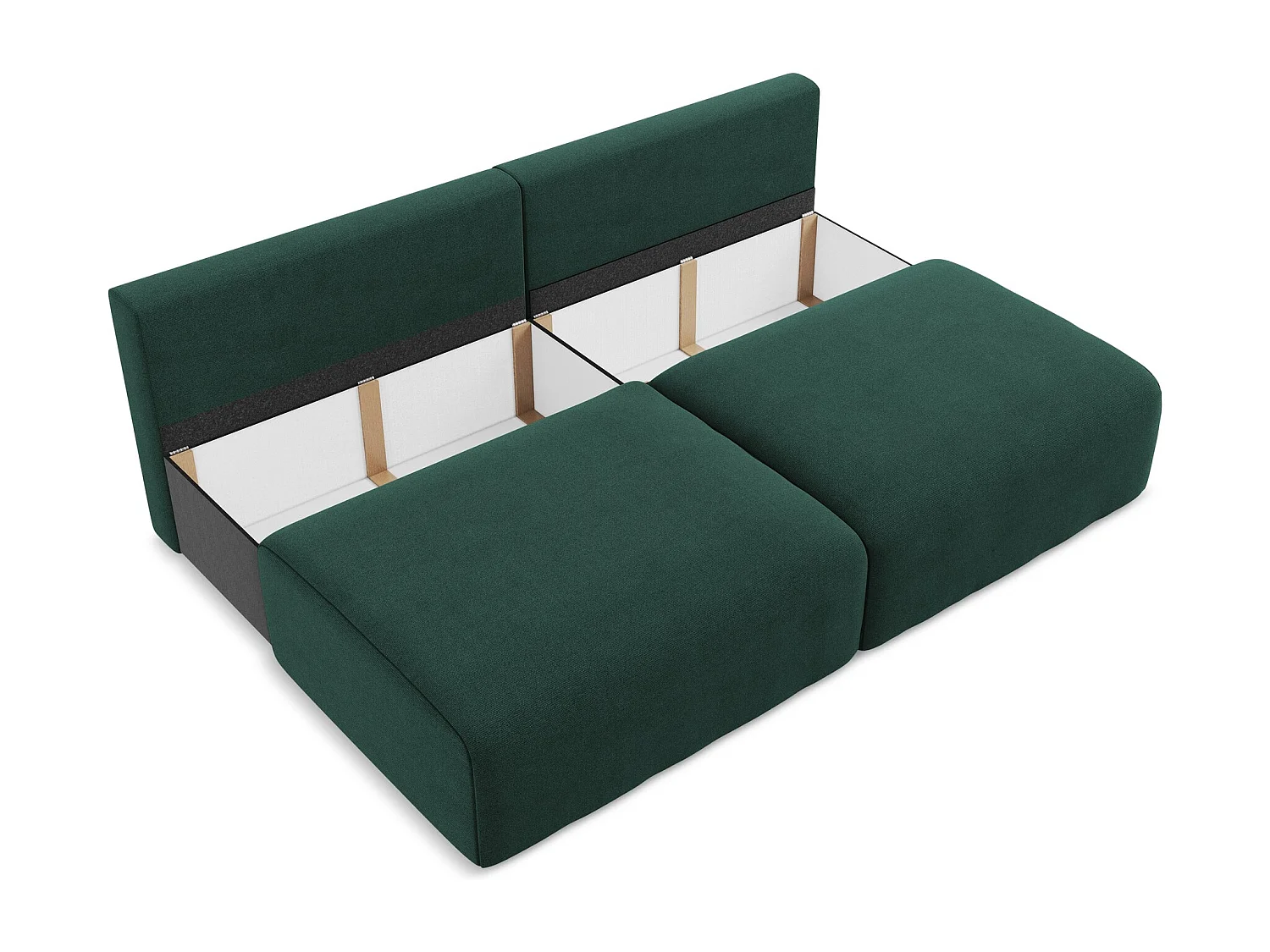 3-Sitzer Sofa ohne Armlehne mit Schlaffunktion - / - Strukturstoff - Flaschengrün - KONA