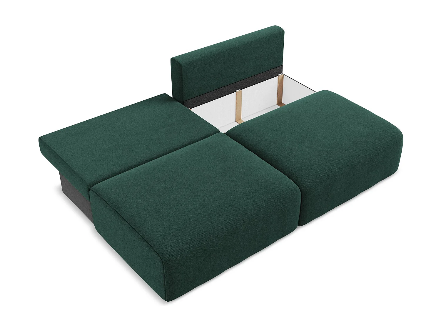 3-Sitzer Sofa ohne Armlehne mit Schlaffunktion - / - Strukturstoff - Flaschengrün - KONA