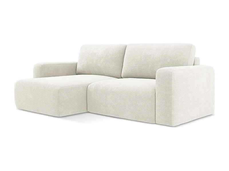 Hoekslaapbank links van wit chenille stof - KONA