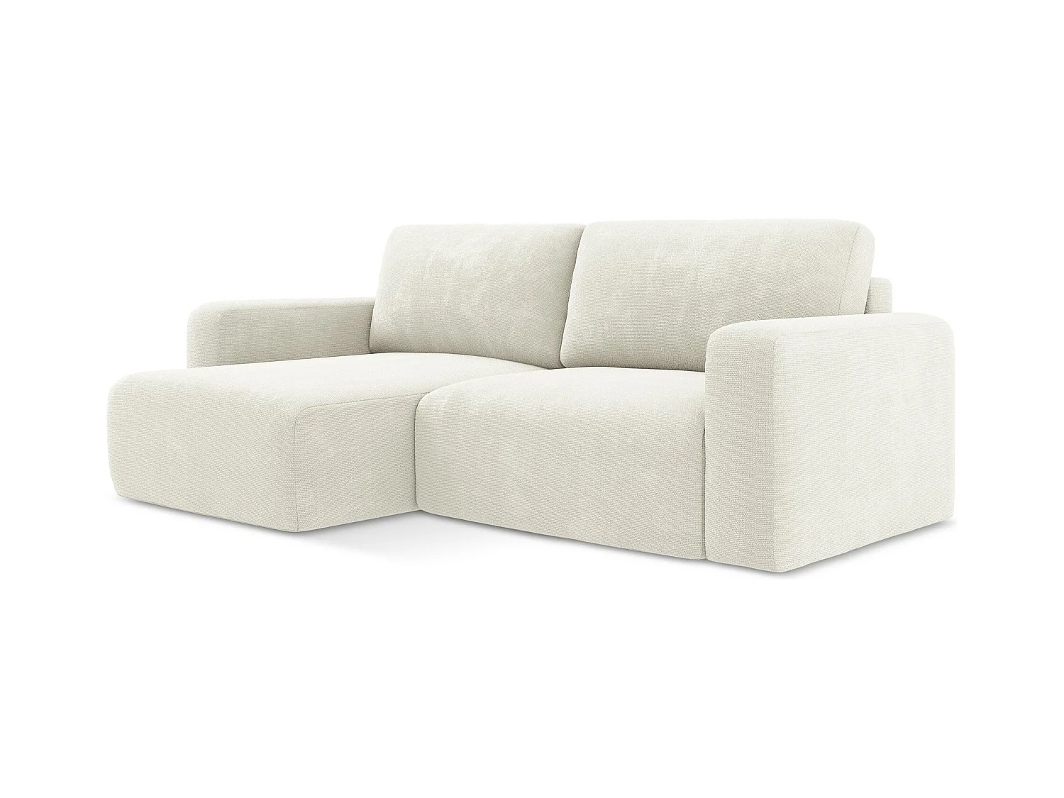 Canapé d’angle 3 places gauche convertible en Chenille - blanc - KONA