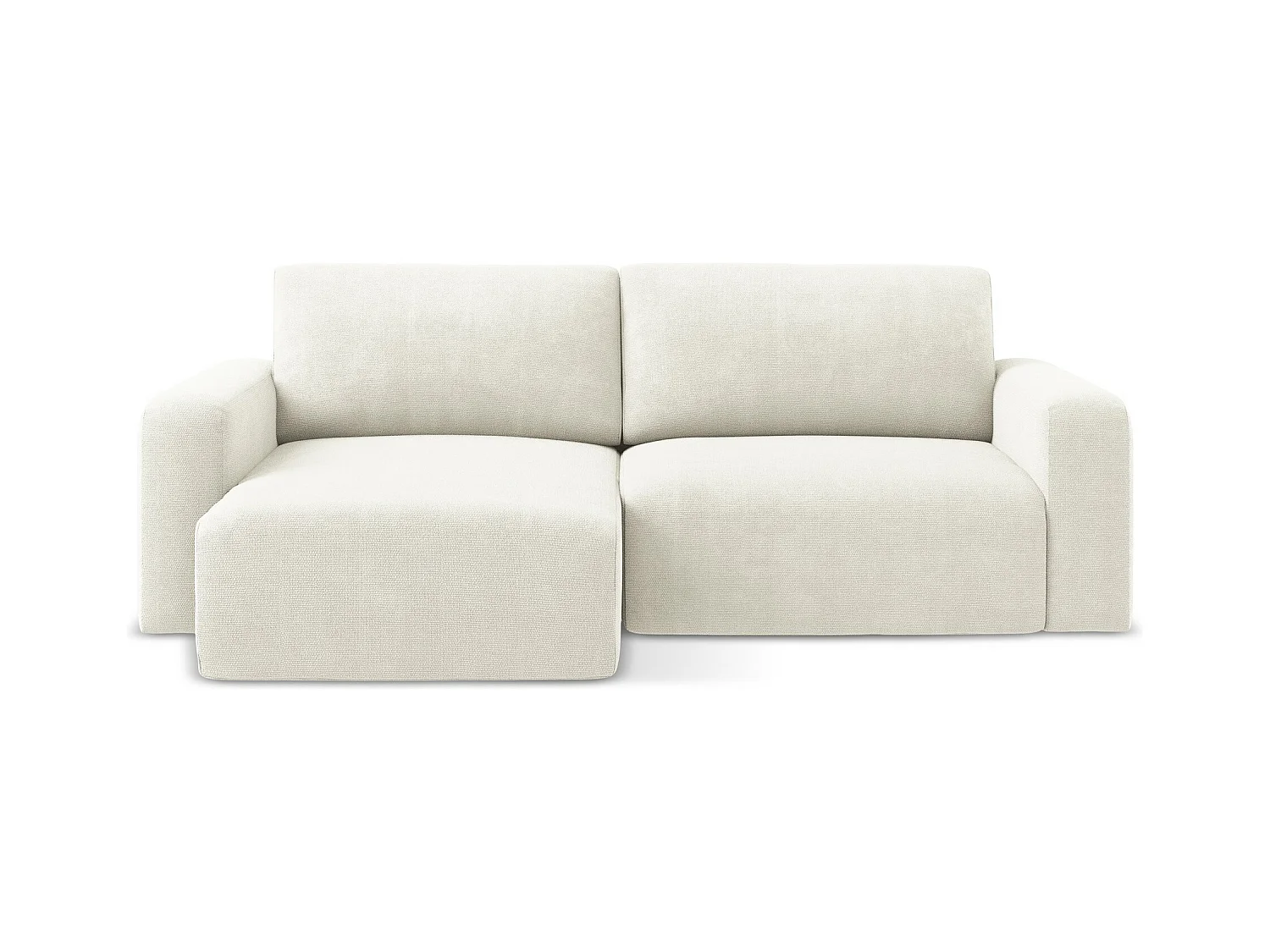 3-Sitzer Ecksofa mit Schlaffunktion - Ecke Links - Chenille - Weiß - KONA