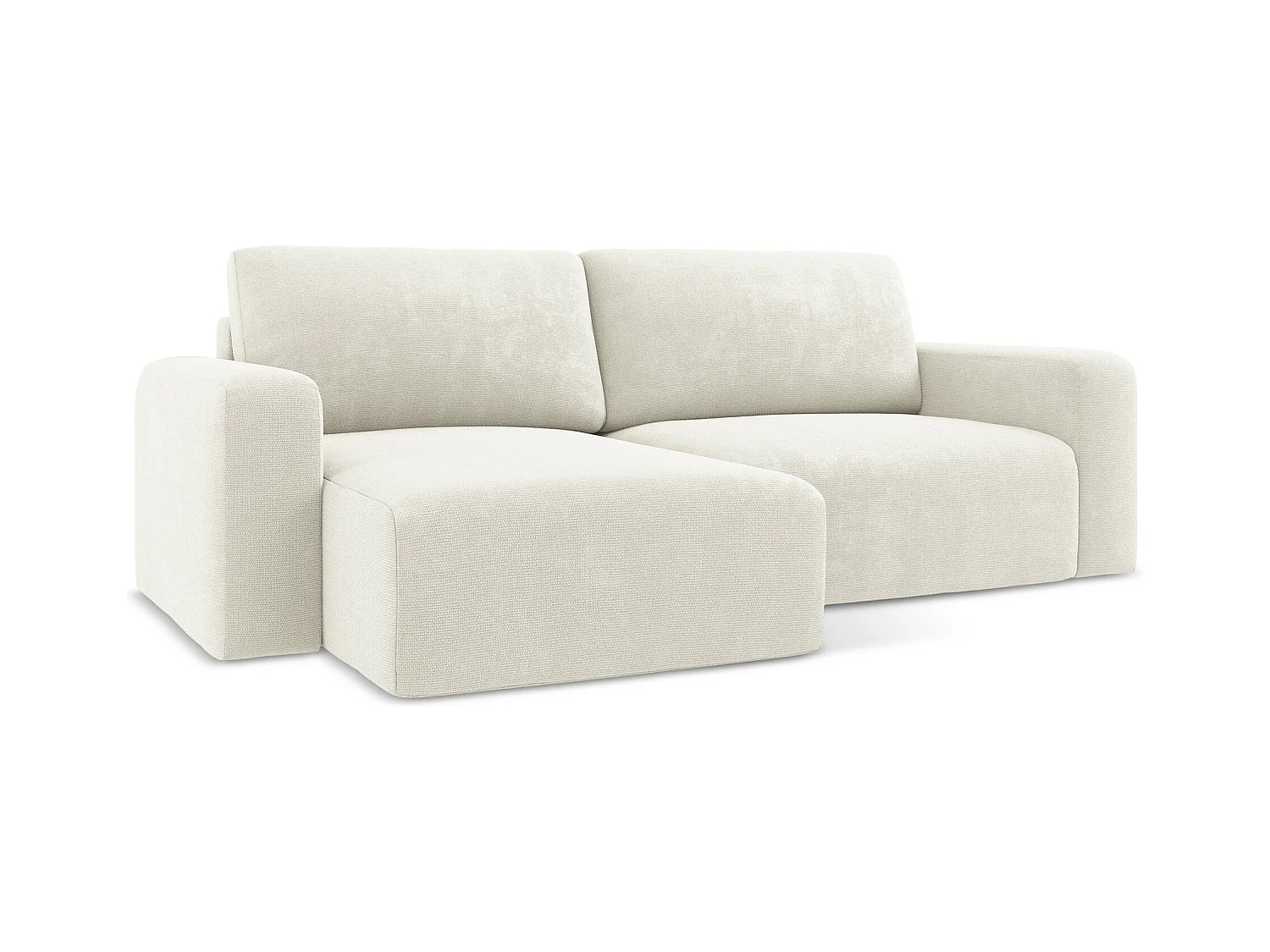 3-Sitzer Ecksofa mit Schlaffunktion - Ecke Links - Chenille - Weiß - KONA