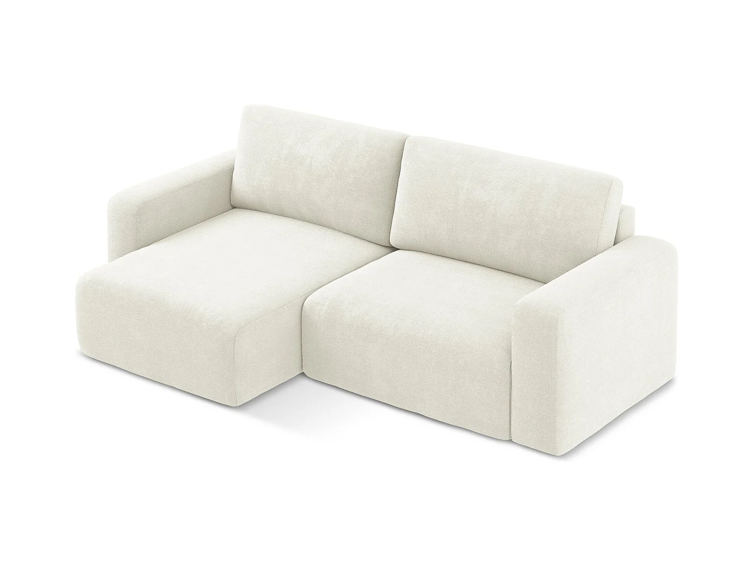 3-Sitzer Ecksofa mit Schlaffunktion - Ecke Links - Chenille - Weiß - KONA