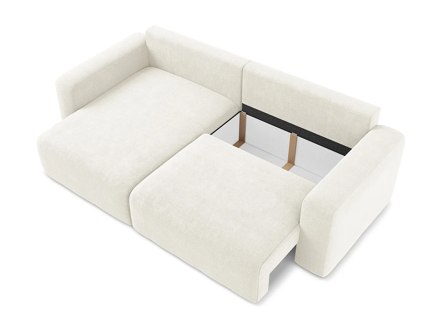 Canapé d’angle 3 places gauche convertible en Chenille - blanc - KONA