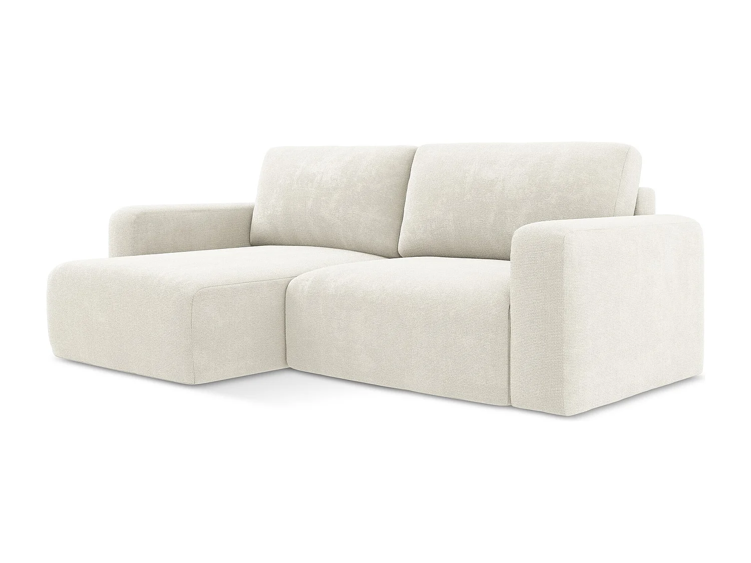 3-Sitzer Ecksofa mit Schlaffunktion - Ecke Links - Chenille - Weiß - KONA