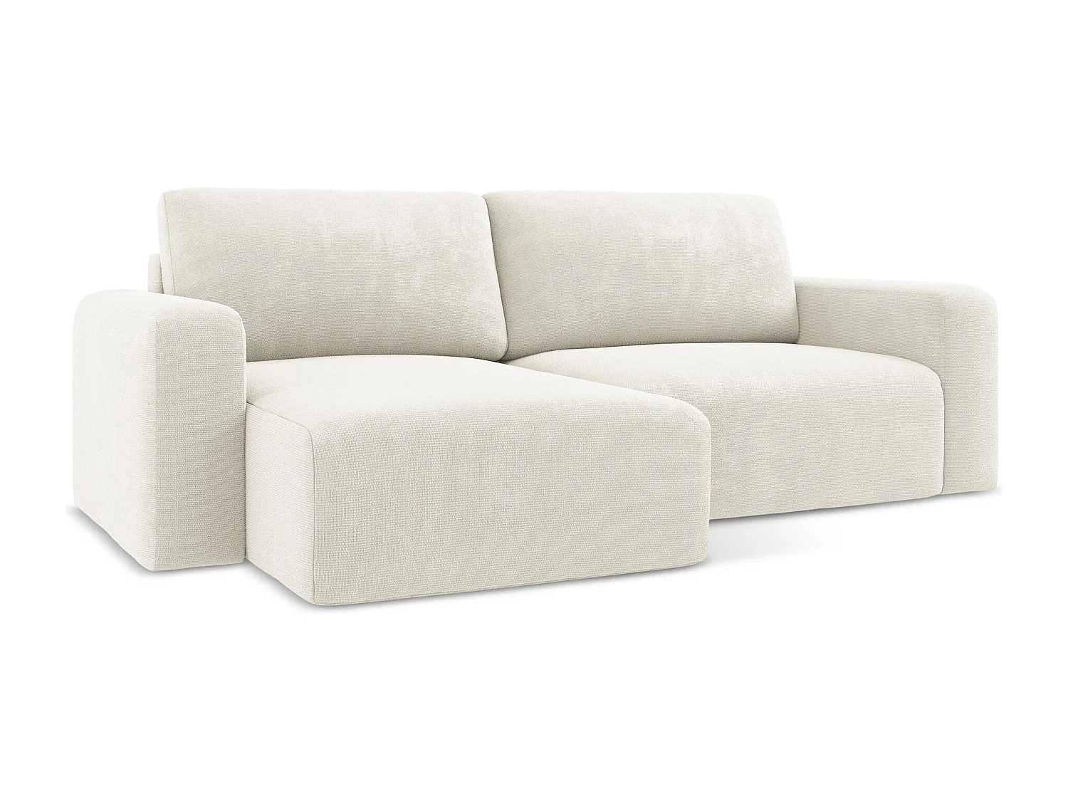 3-Sitzer Ecksofa mit Schlaffunktion - Ecke Links - Chenille - Weiß - KONA