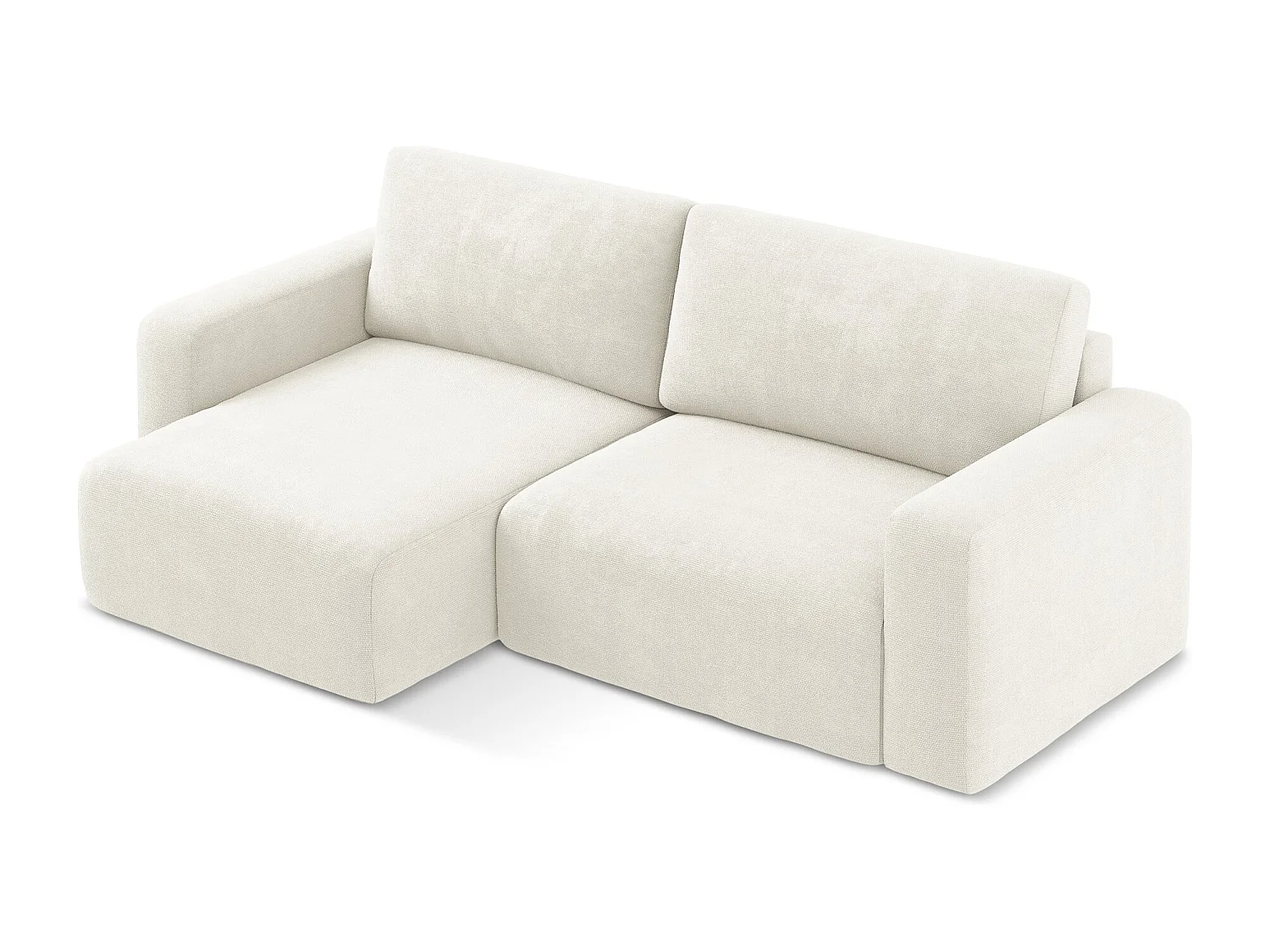 3-Sitzer Ecksofa mit Schlaffunktion - Ecke Links - Chenille - Weiß - KONA