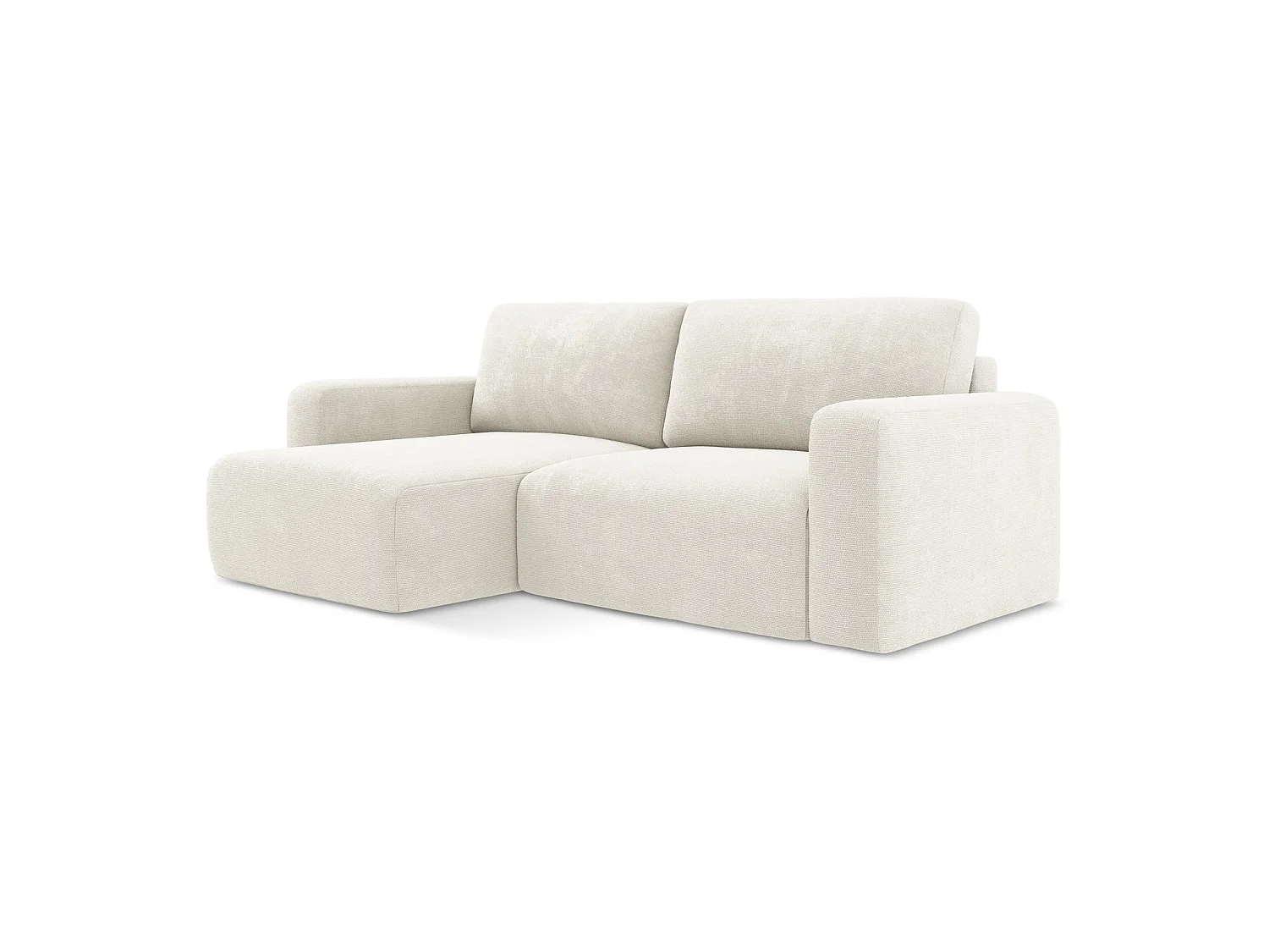 Canapé d’angle 3 places gauche convertible en tissu chenille - blanc - OSTIA