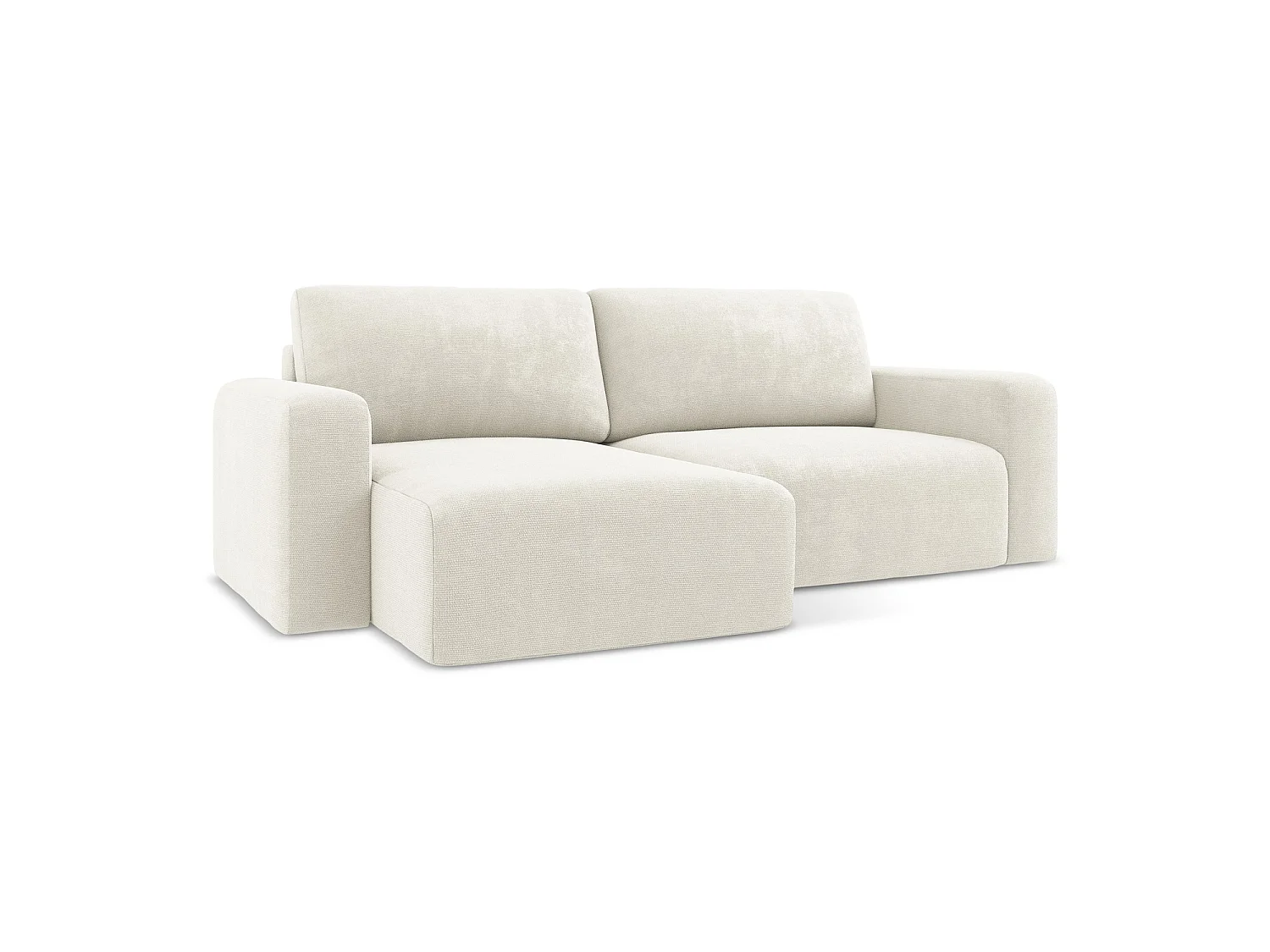 Canapé d’angle 3 places gauche convertible en tissu chenille - blanc - OSTIA