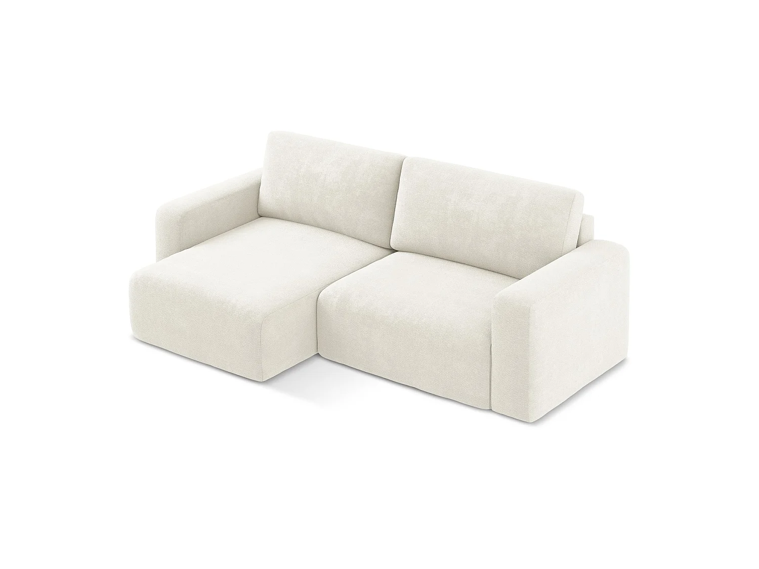 Canapé d’angle 3 places gauche convertible en tissu chenille - blanc - OSTIA