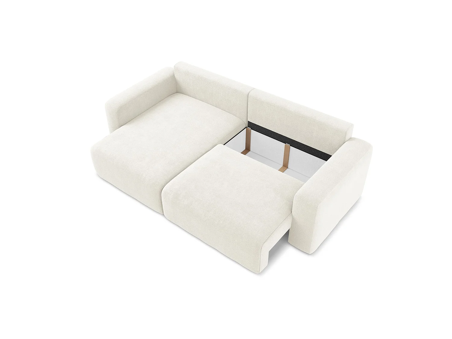 Canapé d’angle 3 places gauche convertible en tissu chenille - blanc - OSTIA