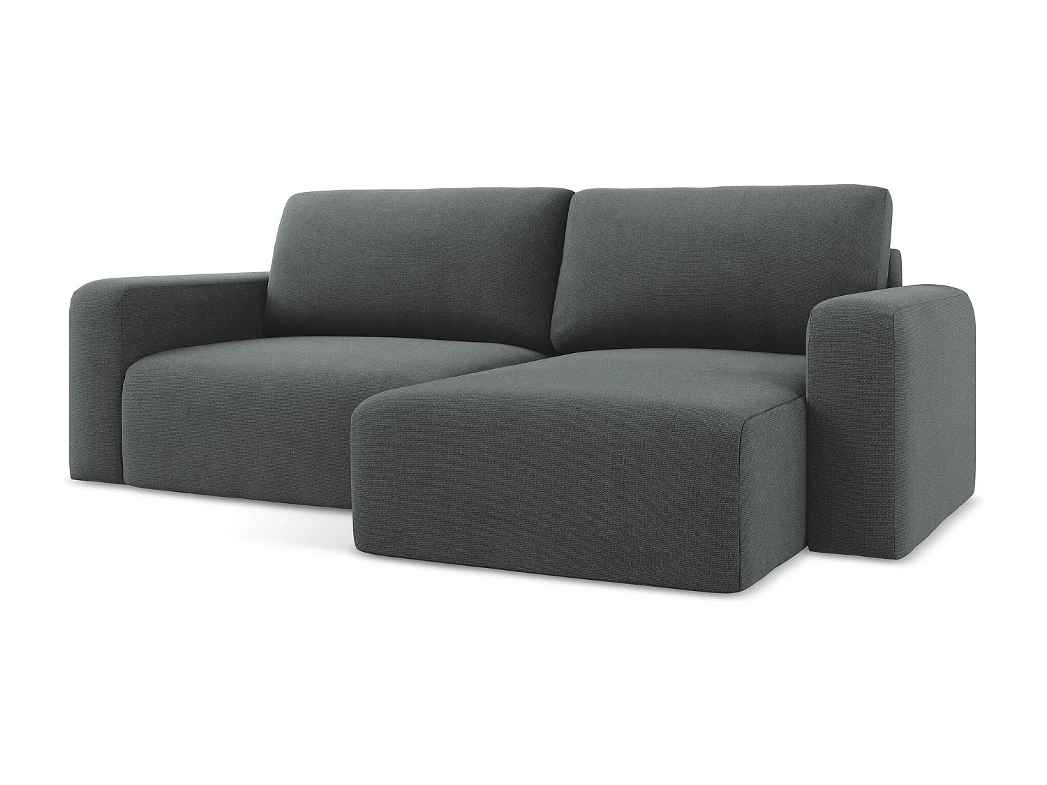 Canapé d’angle 3 places droit convertible en Strukturstoff - gris - KONA