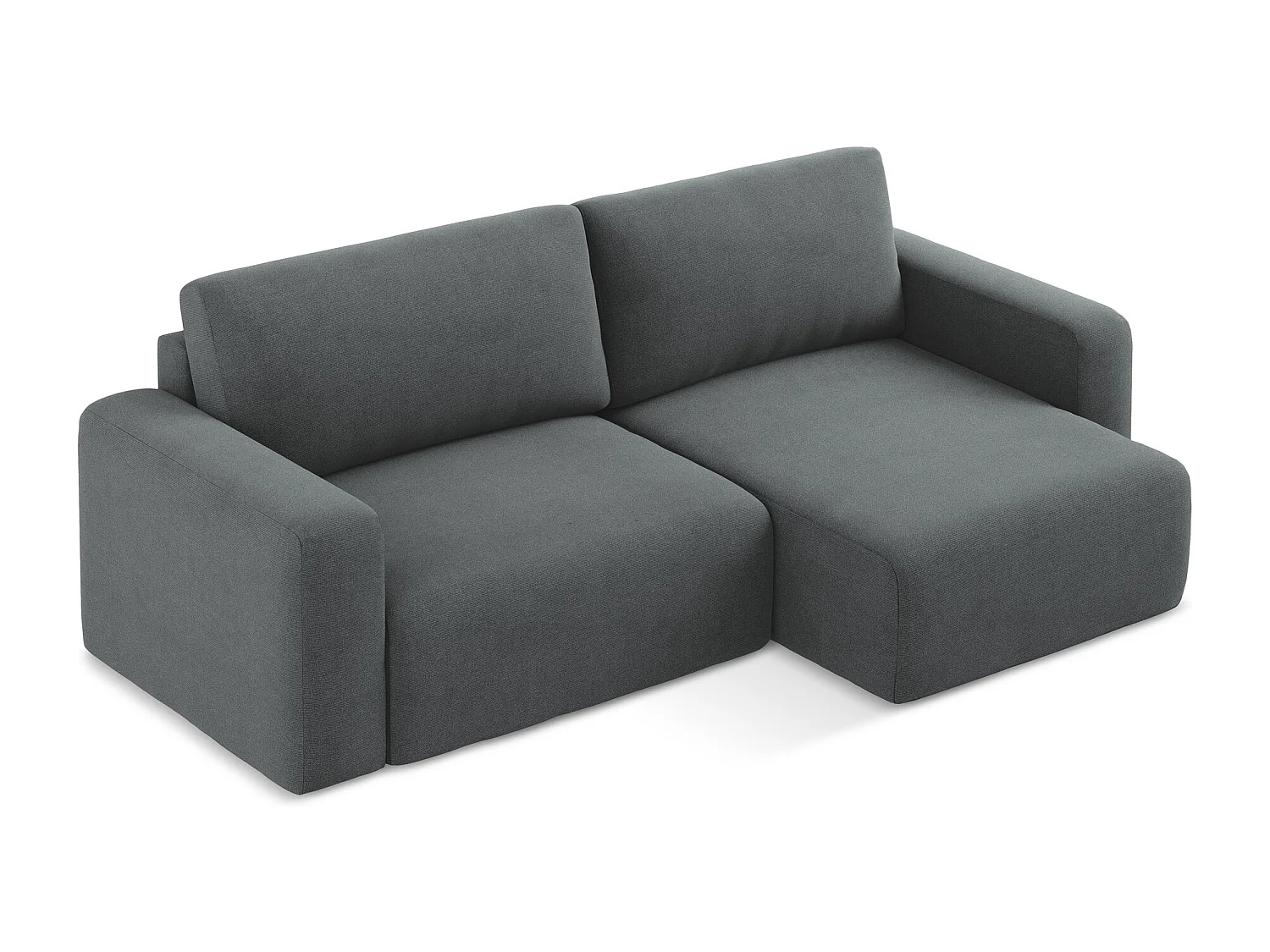 Canapé d’angle 3 places droit convertible en Strukturstoff - gris - KONA