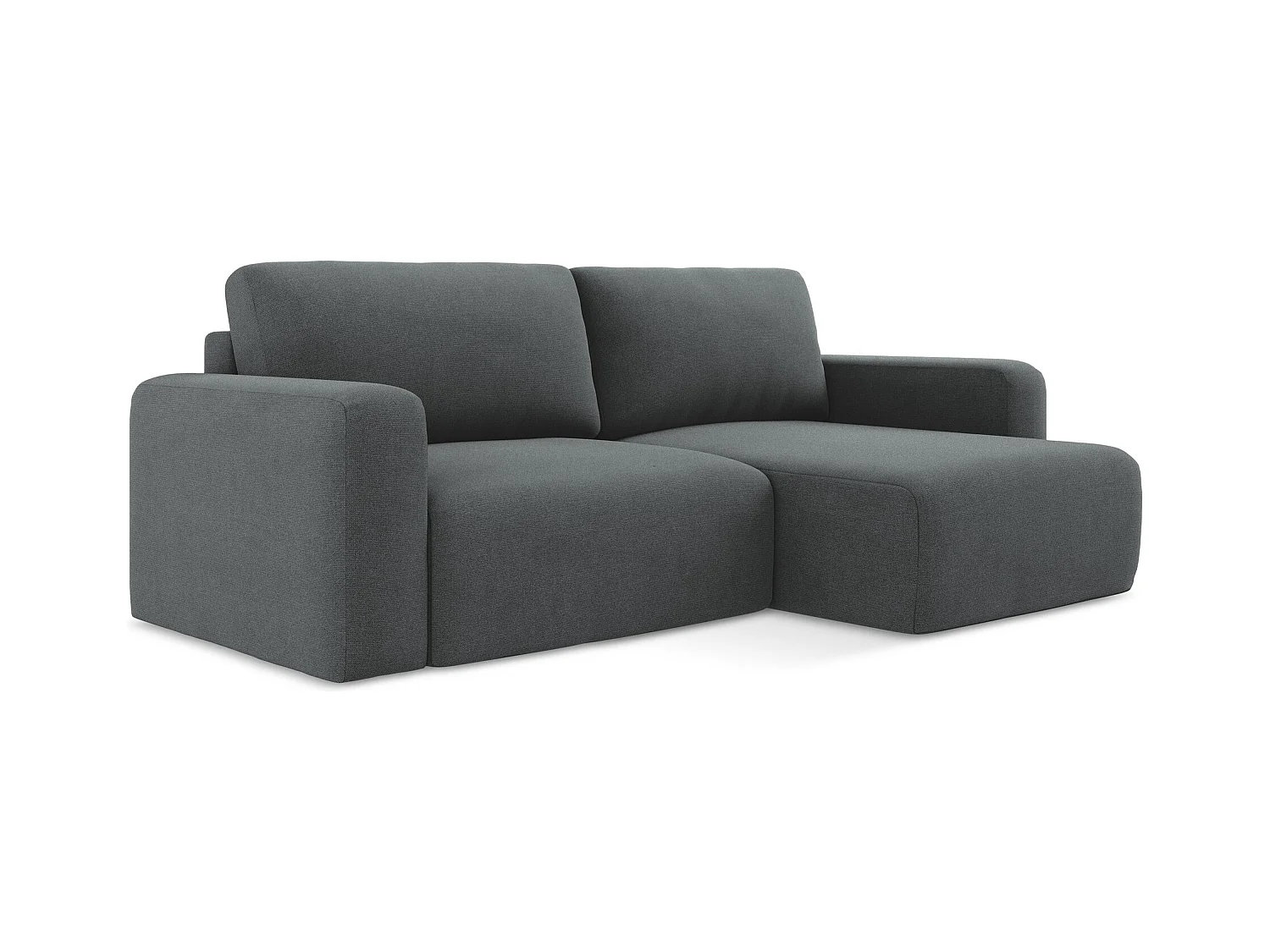Canapé d’angle 3 places droit convertible en Strukturstoff - gris - KONA