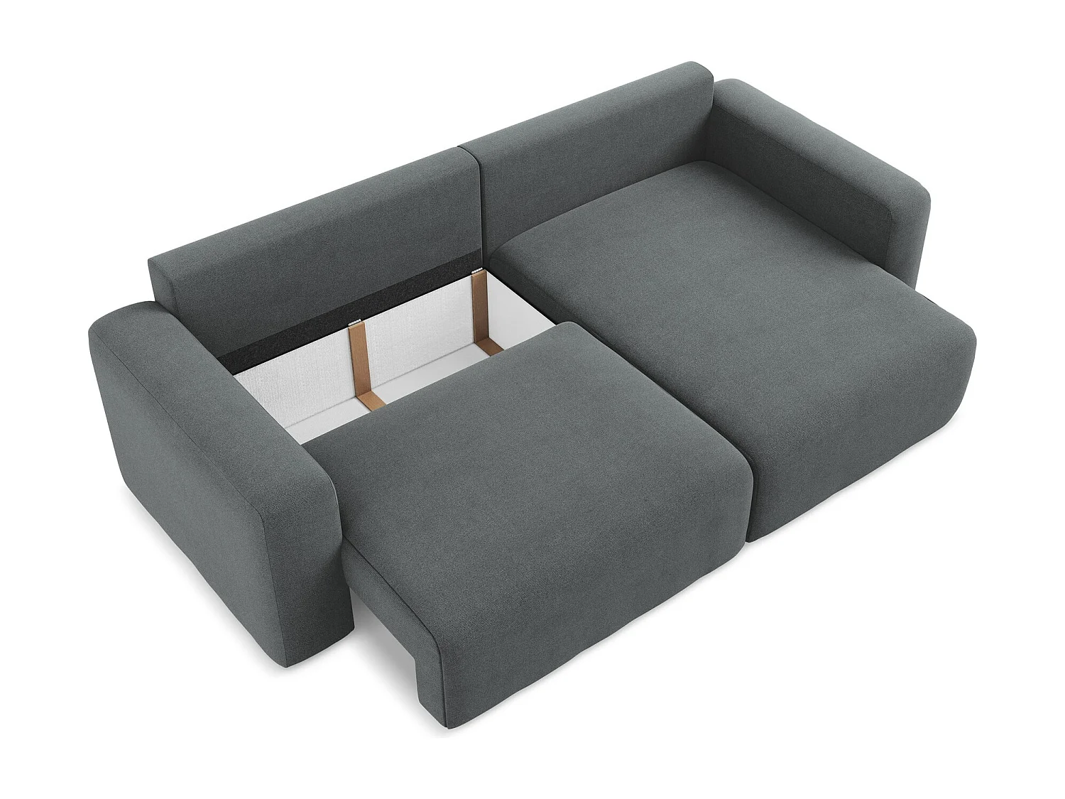 Canapé d’angle 3 places droit convertible en Strukturstoff - gris - KONA