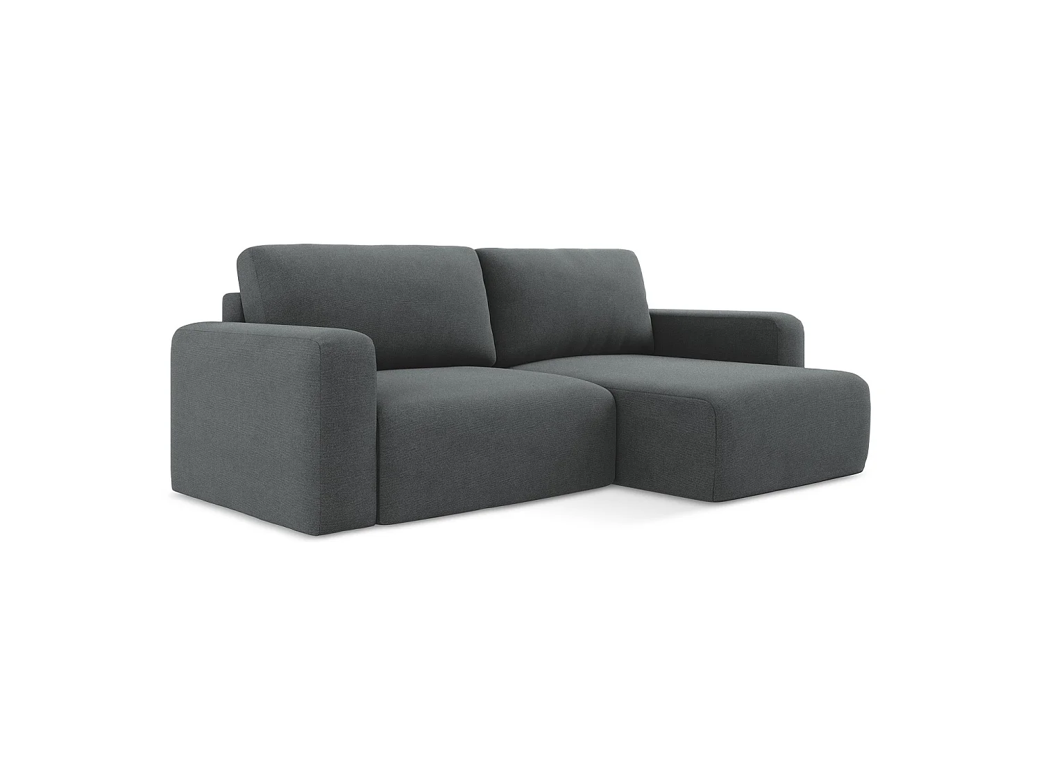 Canapé d'angle droit convertible en tissu texturé - gris - OSTIA