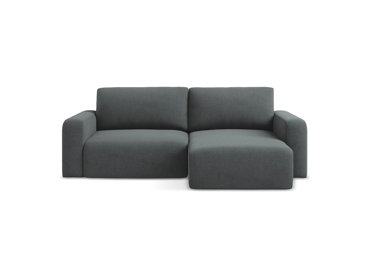 Canapé d'angle droit convertible en tissu texturé - gris - OSTIA