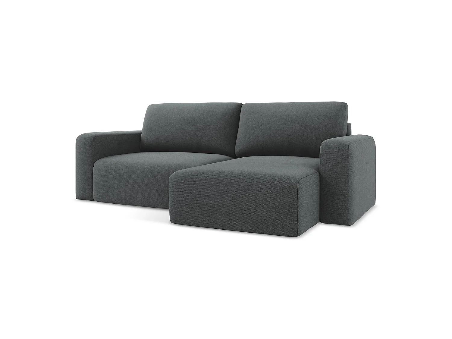 Canapé d'angle droit convertible en tissu texturé - gris - OSTIA